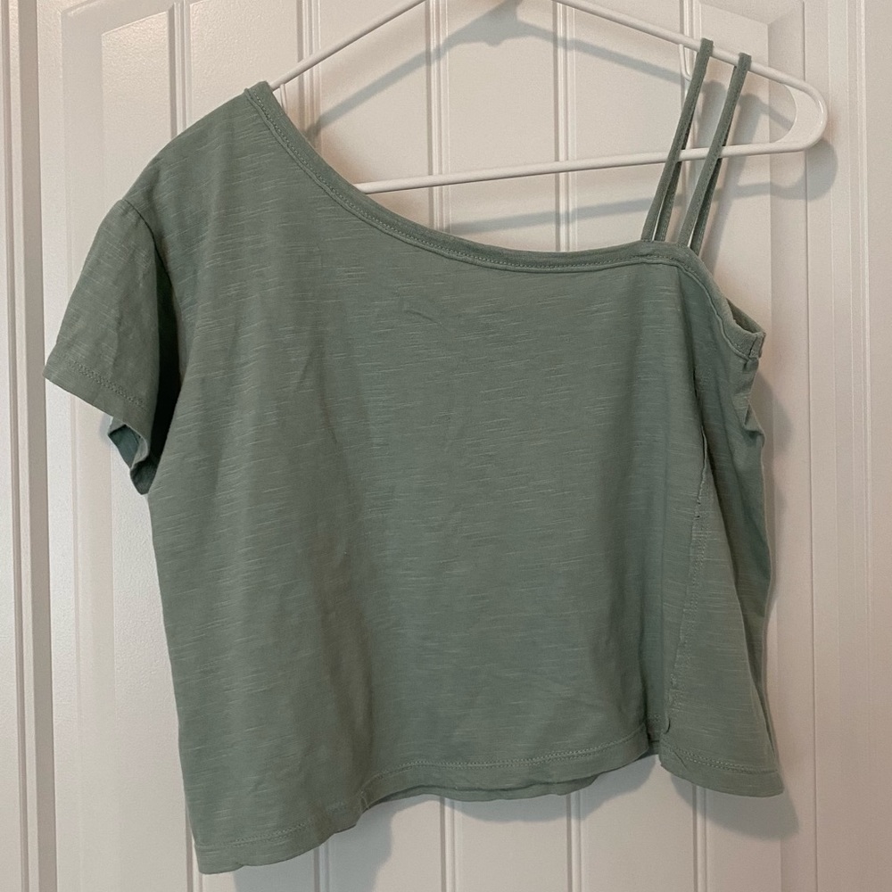 Cute Green Crop Top One Shoulder/Sleeve